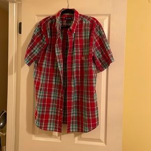 EUC Chaps Tartan plaid short sleeved button down!